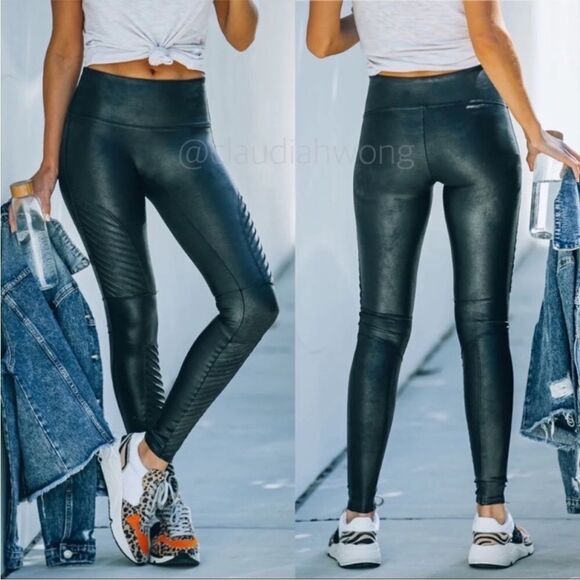 SPANX Vegan Leather Black Leggings size Small New with tags! - Picture 6 of 7